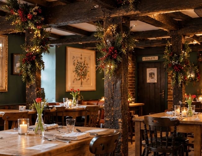 Book Christmas Lunch at The Cockerel | Christmas Menu | Christmas Dinner Roast Turkey in Wimborne